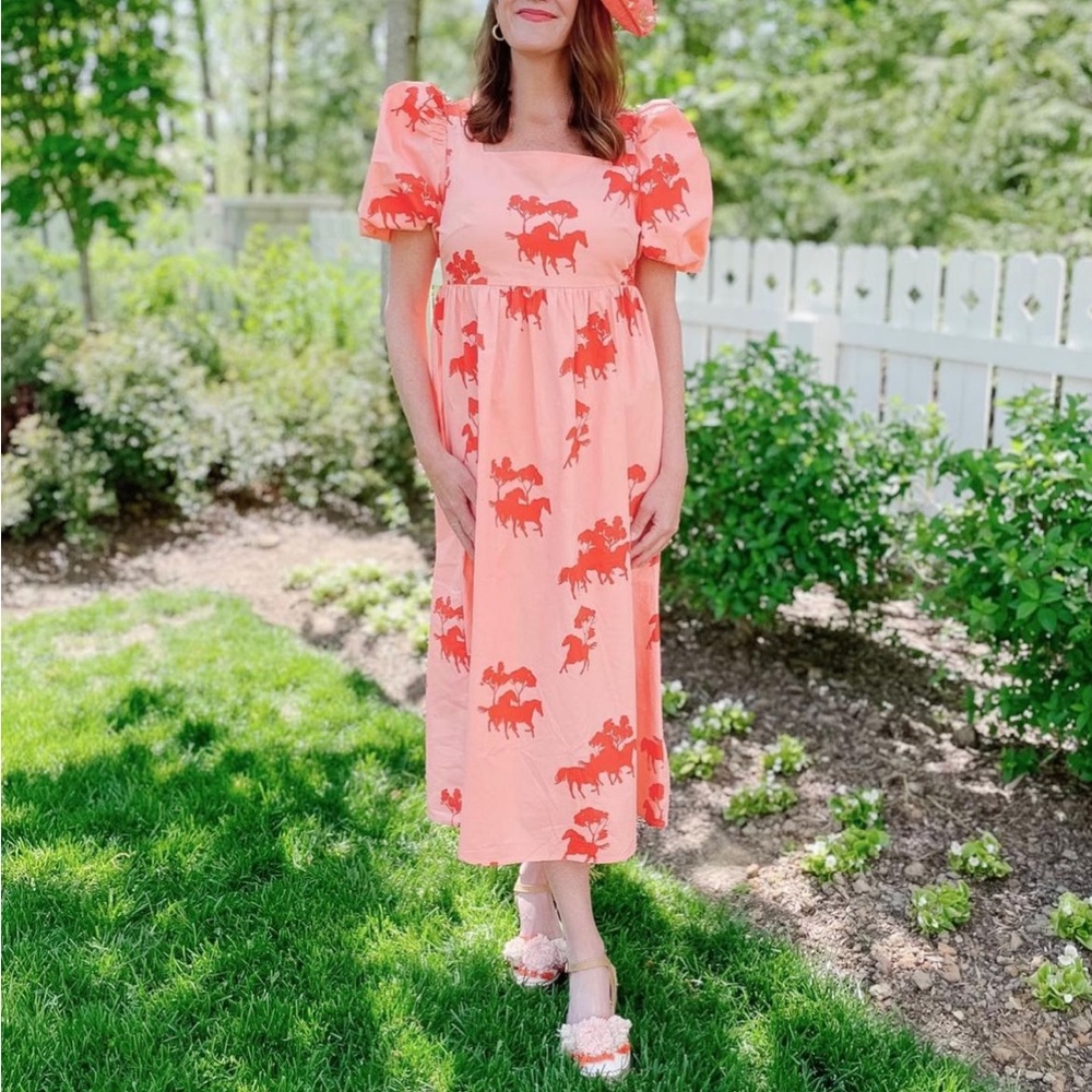 Coral horse print dress